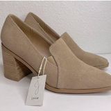 Anthropologie Joie x suede Leather Shoes 9 Block Heel Wevenly Closed Toe Tan Photo 0