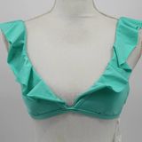 Trina Turk New Key Solids Ruffle Flutter Bikini Top Aqua Blue Size 4 TT8BF83 Photo 0