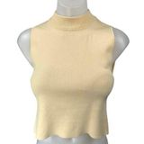 Miss Love  Yellow Sleeveless Cutout Tie Back Mock Neck Crop Sweater Tank Top M Photo 0