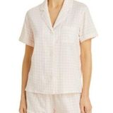 AQUA  NEW Bloomingdales pink grid print shorts pajama set S Photo 0