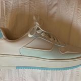 Time & Tru White And Blue Painted Sneakers Photo 0