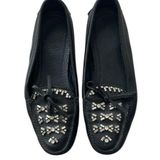 Prada Black Crystal Embellished Leather Loafers Photo 0