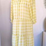 Nanette Lepore Yellow & White Tiered Gingham Dress Photo 0