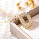 Letter D Initial Zircon Balloon Necklace Gold Photo 0