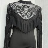 BANJUL  Black Lace Fringe Bodysuit Photo 0