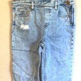 BLANK NYC [] SLIM GIRLFRIEND OVERALLS Size 25 Light Faded Denim Distressed Frayed Photo 0