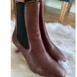 Sam Edelman  Lani Brown Leather Square Toe Spool Kitten Heel Bootie Sz 7m Photo 0