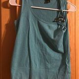 August Silk Aqua Tank Top with Brass Strap Closure Photo 0