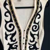 Rafaella Randell’s Vintage Merino Wool Sweater Vest bead and Velvet Accent Large 90’s Photo 0