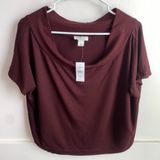 Loft NWT  Burgundy Lounge Wide Neck Short Sleeve Shirt Photo 0