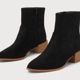 Lulus Black Suede Pointed-Toe Ankle Boots Photo 0