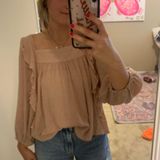 All in Favor local boutique mauve long sleeve ruffle top Photo 0
