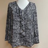 Roz & Ali Black/White Long Sleeve Blouse Photo 0