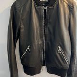 EXPRESS Leather Bomber Jacket Photo 0