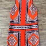 Maeve 100% Silk Anthropologie Canna Orange Black Bandana Print Shift Dress Sz 6 Photo 0