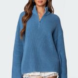 Edikted  Amour High Neck Oversized Zip Sweater Photo 0