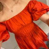 Abercrombie & Fitch Red Puff Sleeve Dress Photo 0