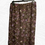 Covington Brown Floral Lined Midi Skirt Wm 12 Photo 0