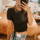 Popular 21 Black Ribbed Crop Top With Ties Photo 0