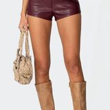 Edikted Red Leather Micro Shorts Photo 0