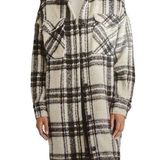 Steve Madden NWT Wool Blend Cream Plaid Button-Up Shacket Size Large Photo 0