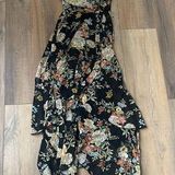Free Press Maxi Dress Womens XS Multicolor Floral Sheer Wrap Long Slit Flowy Photo 0