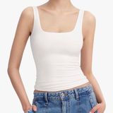 Amazon P UMIEY Women's Square Neck Tank Top Sleeveless Double Lined Basic Tops Sharp Collection Photo 0