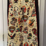 Ed Hardy  women’s Tattoo Print Wide-Leg Pants size xs Photo 0