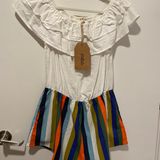 These Three Boutique  NWT Multicolor Off The Shoulder Romper Photo 0