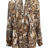 Coldwater Creek Women's Blouse Size S Brown Floral Photo 0