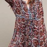 Anthropologie  Abia Velvet Peasant Dress by Floreat, Boho Lined Women’s Small Photo 0