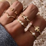 Boutique 6pc Faux Pearl Gold Ring Set  Photo 0