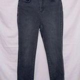 Vervet Black Wash Denim High Rise Stretch Waist Raw Hem Ankle Skinny Jeans 27 Photo 0