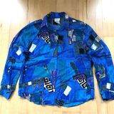 Bobbie & Brooks Vintage 1980’s Bobbie Brooks Abstract Print Button Up Shirt Blue Medium Photo 0