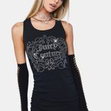 Juicy Couture NWT Y2K Ruched Rhinestone Bling Dress in Licorice Size XS Photo 0