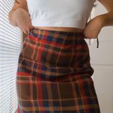 Apostrophe DARK ACADEMIA WOOL High Waisted Plaid Skirt Photo 0
