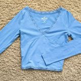 Hollister Cropped Periwinkle Long sleeve Top Photo 0
