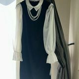 Shelby & Palmer NWT. . Black and white dress with attached pearl necklace. Photo 0