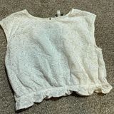 EXPRESS White Blouse with Elegant Eyelet Lace Photo 0