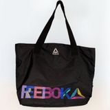 Reebok Black Shoulder Gym Bag~Drawstring~Colorful Graphic Logo~Large~20X14X6 Photo 0