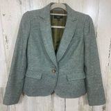 Talbots Wool Blend Tweed Classic Blazer Teal Tan Gray size 6P Career Work Office Photo 0