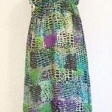 Romeo + Juliet Couture R & J COUTURE Colorful Sleeveless Maxi Dress Tie Neck Green Purple Medium New Photo 0