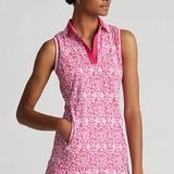 Ralph Lauren RLX  Printed V-Neck Knit Bright Pink Fish Womens Golf Dress Photo 0