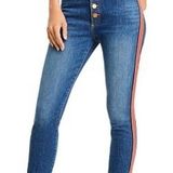 Alice + Olivia Glow-up jeans size 27. Blue with red stripes. NWT Photo 0