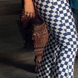 Altar'd State High-Wasted Blue Checkered Jeans Photo 0