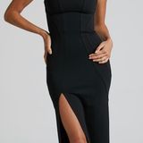 Showpo ORIELLA PANELLED THIGH SPLIT STRAPLESS MAXI DRESS Photo 0