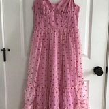 Betsey Johnson Dress Sz 10 Pink Heart Sweetheart Bustier Tulle Sleeveless Midi Photo 0