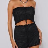 Tiger Mist Braxton Black Crochet Mini Skirt Photo 0