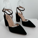 Journee Collection Journee Tyyra Ankle Strap Pump in Black size 6 Block Heel Pointed Toe Photo 0