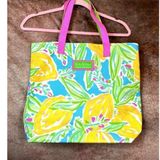 Lilly Pulitzer Hot Pink Bright Yellow Blue Green for Estee Lauder Lemon Tote Bag Photo 0